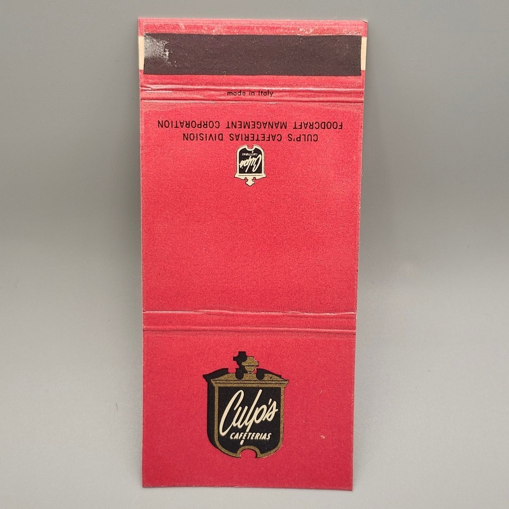 Vintage Culp's Cafeterias Dayton Ohio Matchbook Cover Advertising Foodcraft